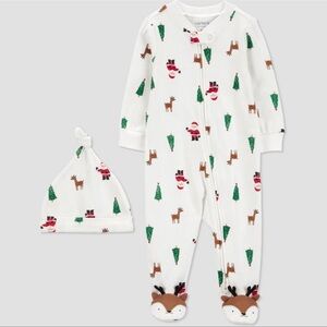 Carter's Baby Christmas Reindeer Santa Sleep N' Play - White 3M